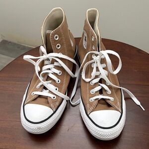 Converse Brown High-Top Sneakers with White Accents